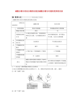 （江苏专用）新高考生物 第四单元 细胞的生命历程 考点加强课2 减数分裂与有丝分裂的比较及减数分裂与可遗传变异的关系学案-人教版高三全册生物学案