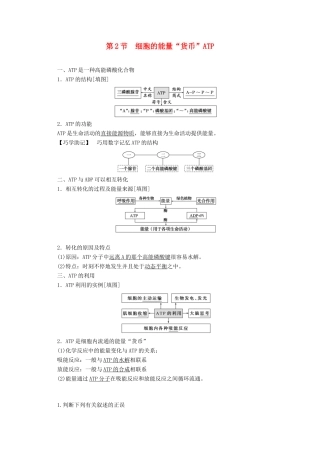 高中生物 5.2 细胞的能量“货币”ATP学案 新人教版必修1-新人教版高中必修1生物学案