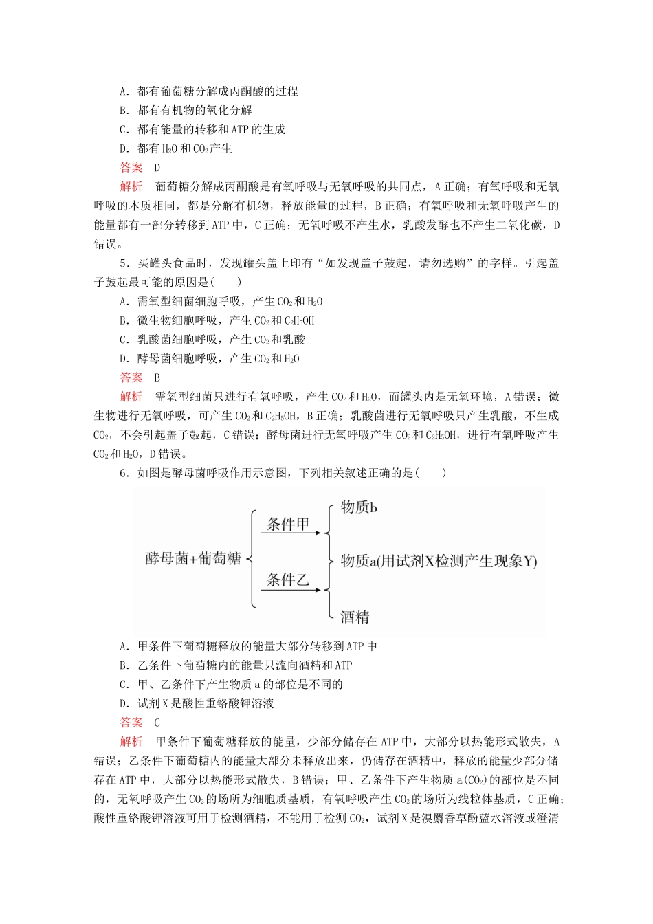 高中生物 第5章 第3节 第二课时 无氧呼吸及细胞呼吸原理的应用学案 新人教版必修1-新人教版高中必修1生物学案_第2页
