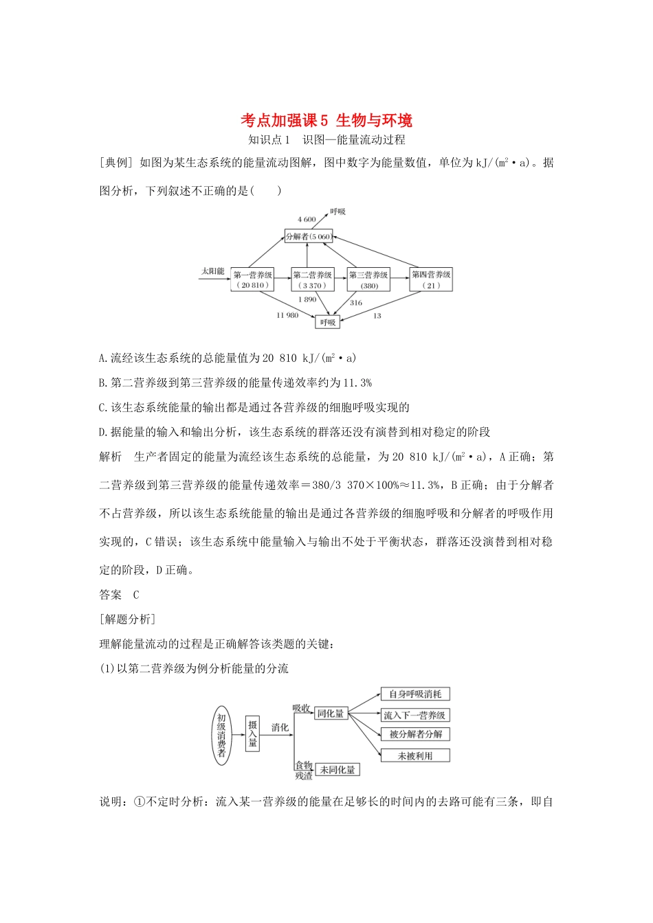 （浙江专版）高考生物一轮复习 考点加强课5 生物与环境学案-人教版高三全册生物学案_第1页
