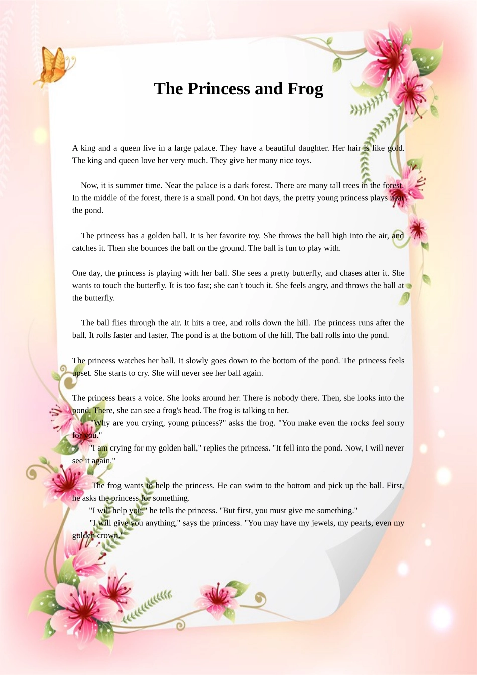 英语童话The_Princess_and_Frog青蛙王子_第1页