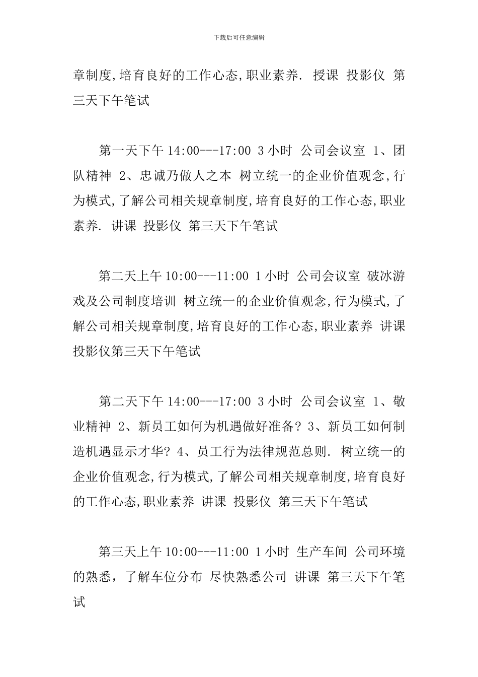 公司新员工入职培训方案_第2页