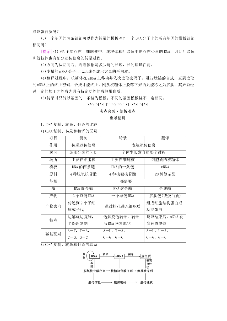 （新高考）高考生物一轮复习 必修部分 模块2 遗传与进化 第2单元 遗传的物质基础 第3讲 基因的表达学案 新人教版-新人教版高三必修生物学案_第3页
