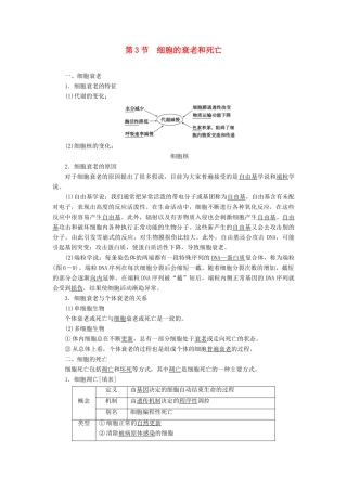 高中生物 6.3 细胞的衰老和死亡学案 新人教版必修1-新人教版高中必修1生物学案