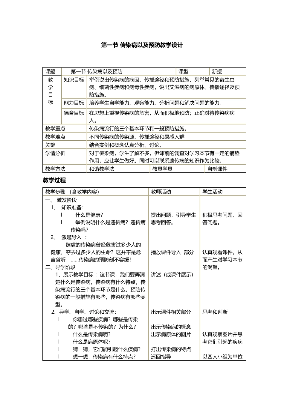 传染病以及预防教学设计_第1页