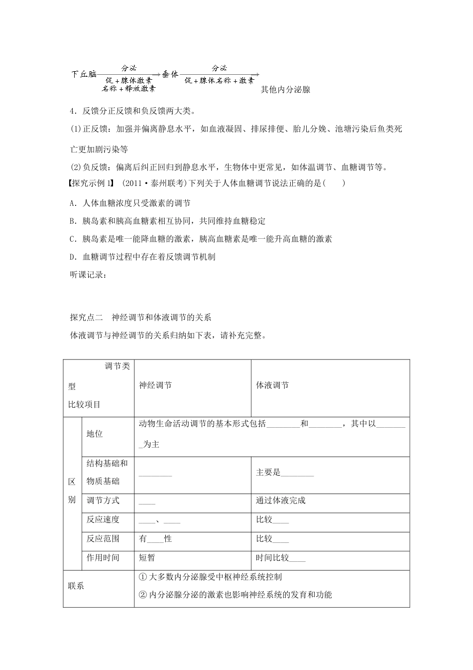 高考生物大一轮复习 35 通过激素的调节神经学案-人教版高三全册生物学案_第3页