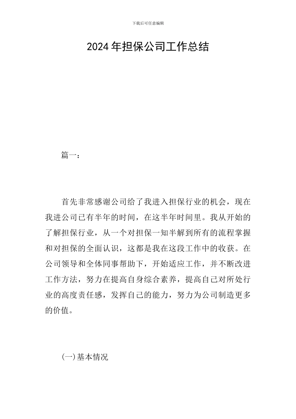 2024年担保公司工作总结_第1页