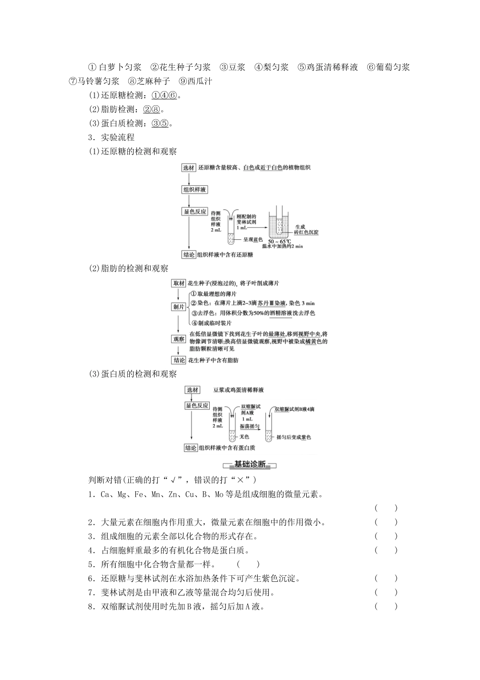 高中生物 第2章 组成细胞的分子 第1节 细胞中的元素和化合物学案 新人教版必修1-新人教版高中必修1生物学案_第2页