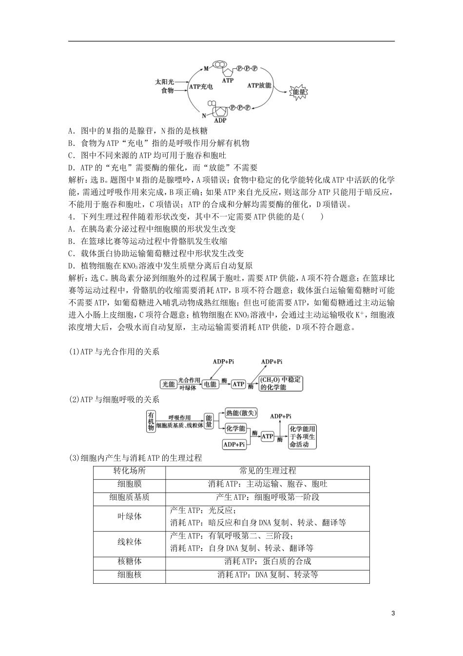 高考生物一轮复习 第三单元 细胞的能量供应和利用 第9讲 ATP及其主要来源——细胞呼吸学案-人教版高三全册生物学案_第3页
