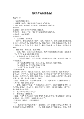 我没有钓到那条鱼教案