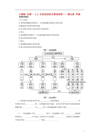 高中生物 2.2 生命活动的主要承担者 蛋白质学案 新人教版必修1