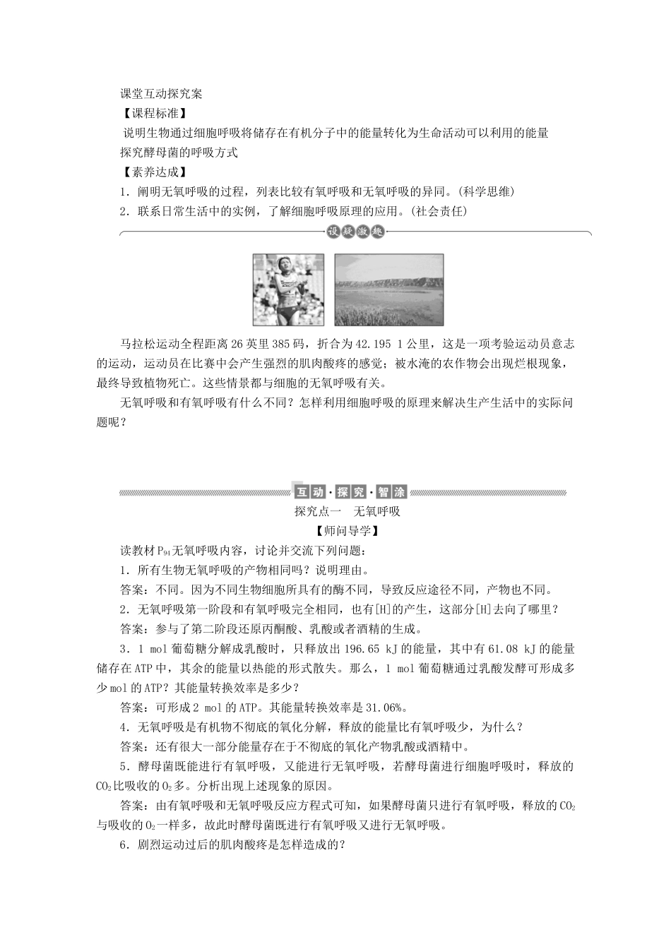 高中生物 5.3.2 细胞呼吸的原理和应用（二）学案 新人教版必修1-新人教版高中必修1生物学案_第2页
