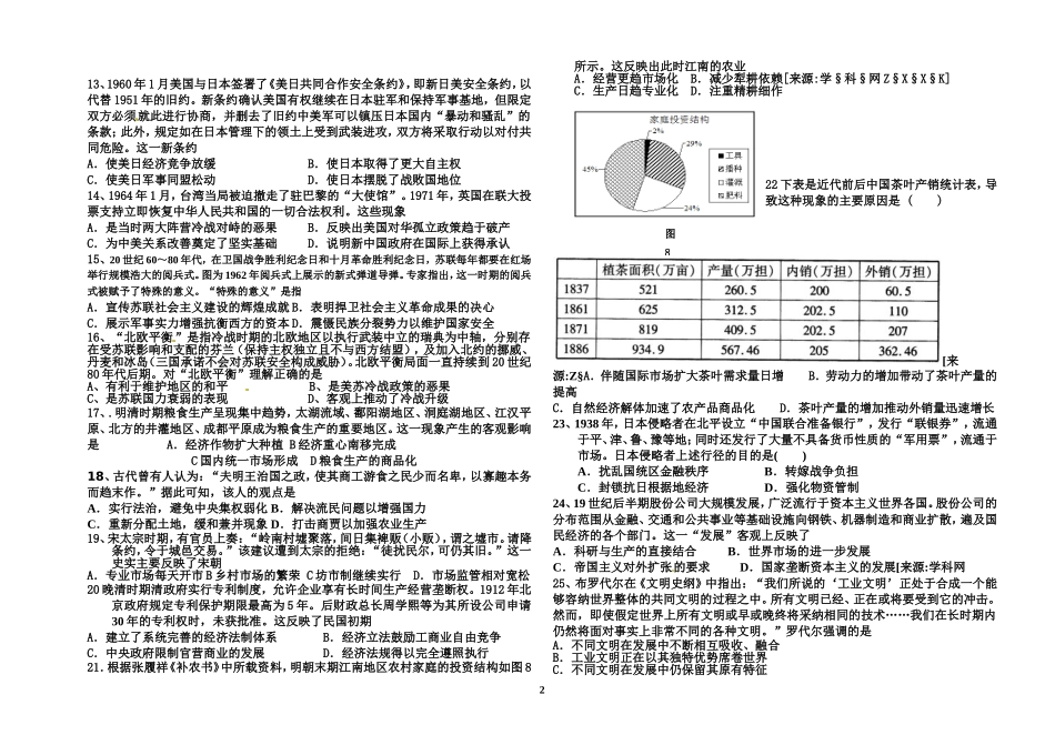高三上学期月考历史试题_第2页