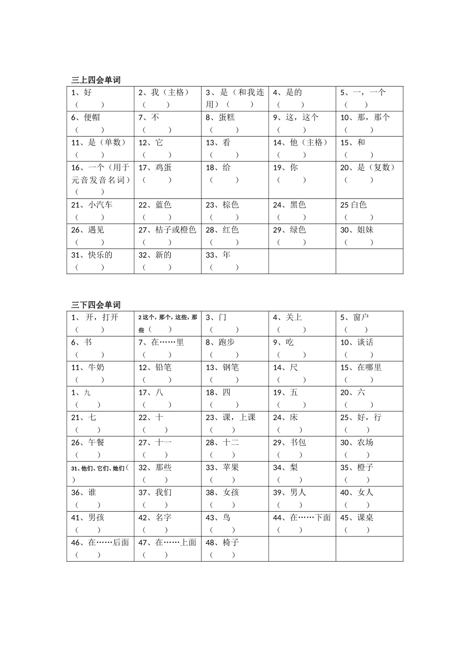 三年级单词过关练习_第2页
