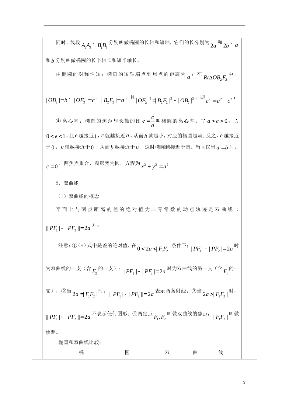 安徽省宿松县高三数学一轮复习 第29讲 圆锥曲线方程及性质教案-人教版高三全册数学教案_第3页