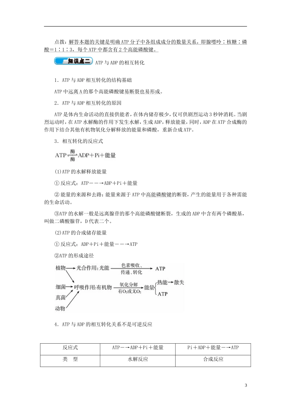 高中生物 第5章 第2节 细胞的能量“通货”-ATP学案 新人教版必修1-新人教版高一必修1生物学案_第3页