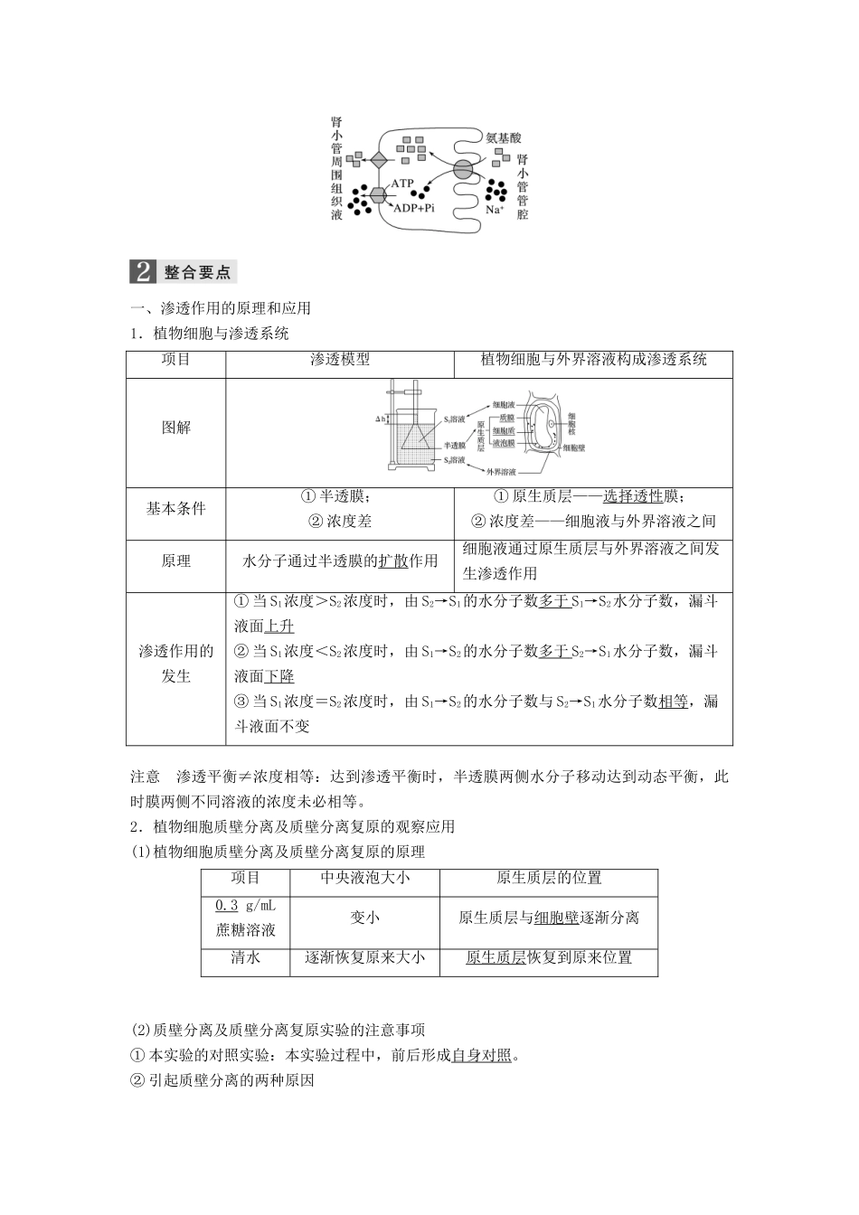 （浙江选考）高三生物二轮专题复习 专题二 ATP、酶与物质运输 考点2 物质出入细胞的方式学案 新人教版-新人教版高三全册生物学案_第2页
