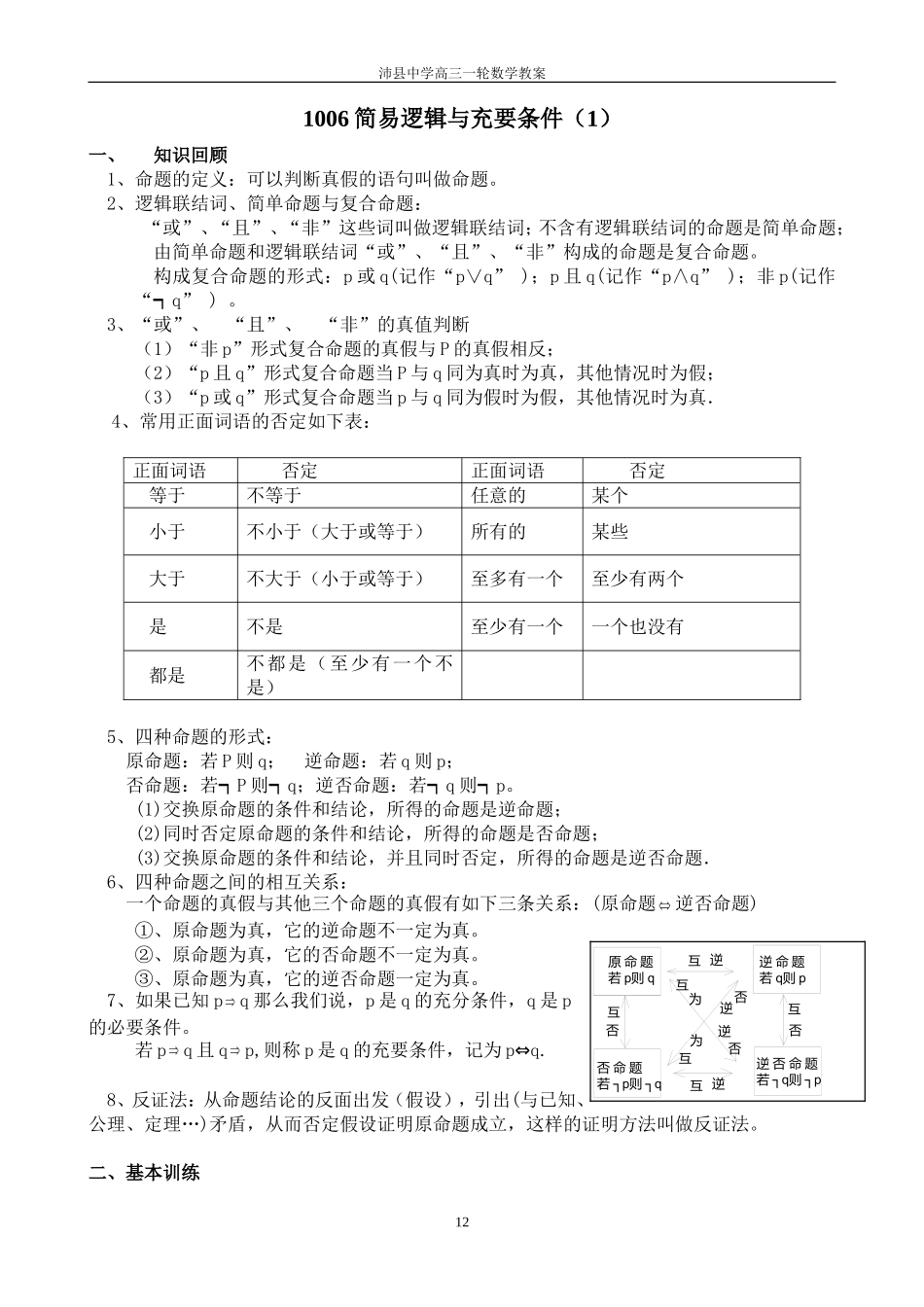1006简易逻辑与充要条件（1）_第1页