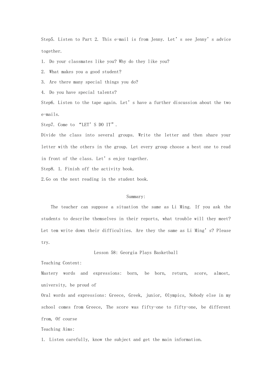 八年级英语上册 Unit 8 Lesson 57 Help!教案 冀教版_第2页