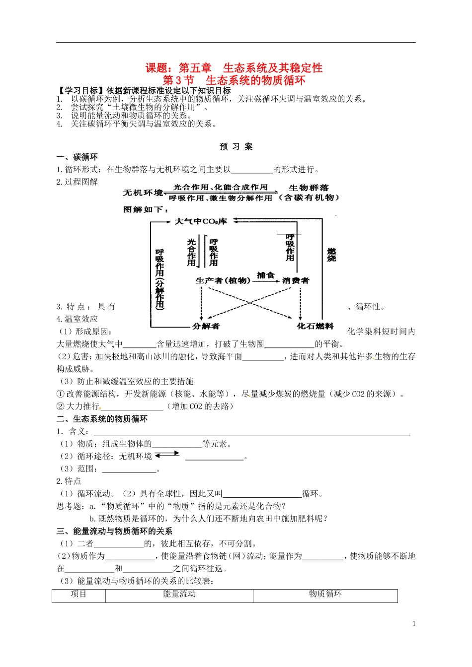 高中生物 5.3生态系统的物质循环导学案 新人教版必修3-新人教版高二必修3生物学案_第1页