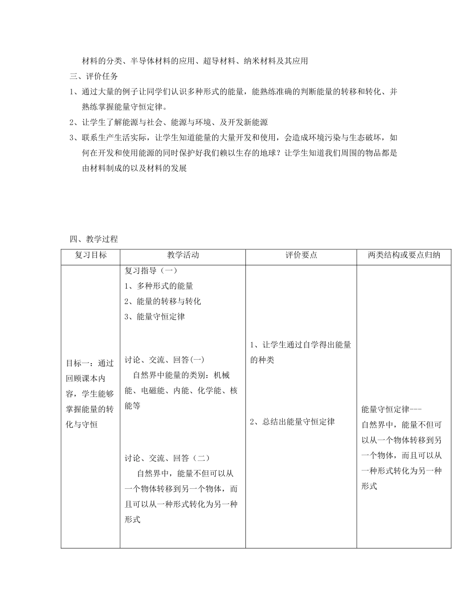九年级物理全册 第二十章 能源、材料与社会复习教案 （新版）沪科版-（新版）沪科版初中九年级全册物理教案_第2页