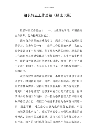 组长转正工作总结