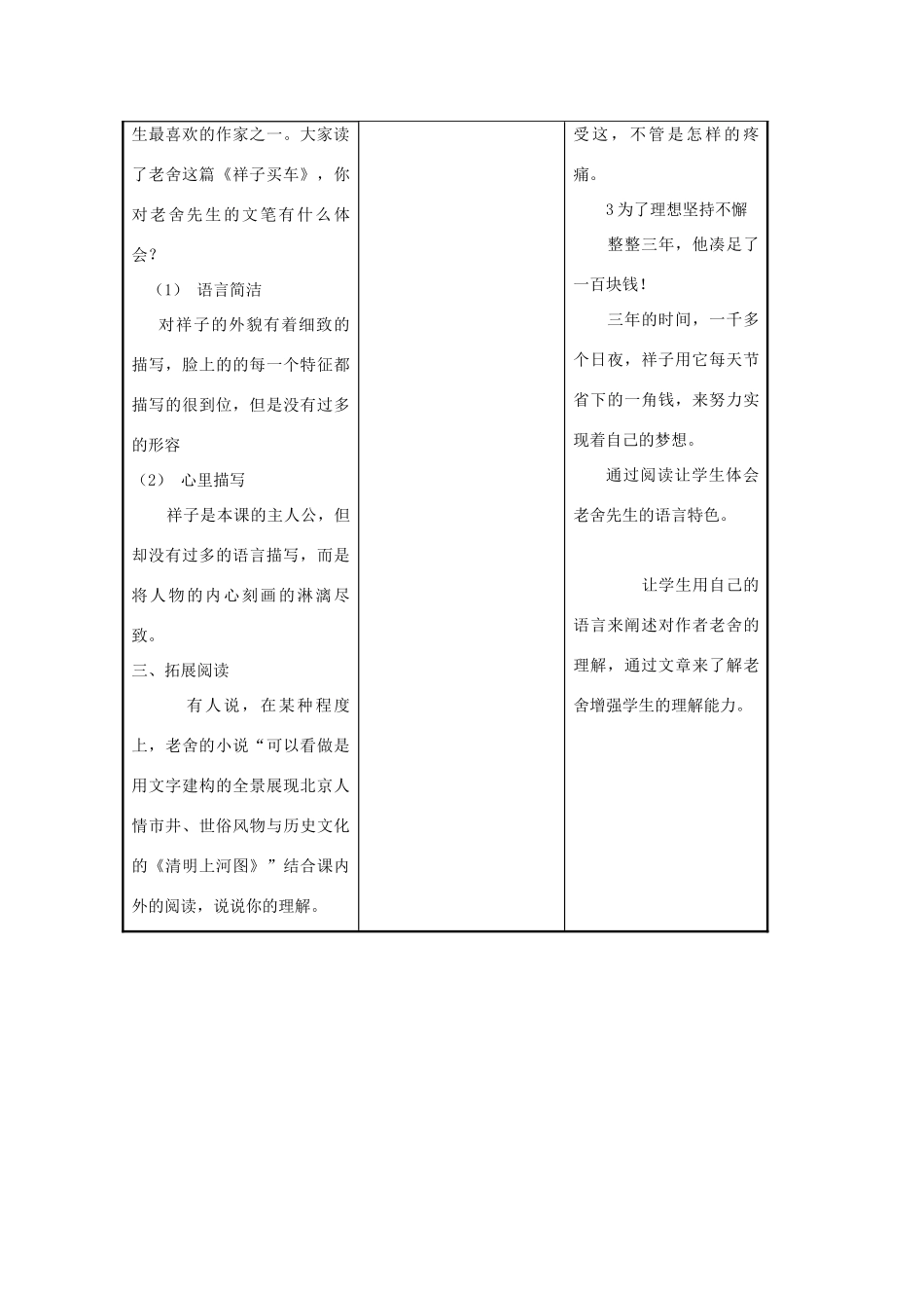 春六年级语文下册《祥子买车》教案2 冀教版-冀教版小学六年级下册语文教案_第2页