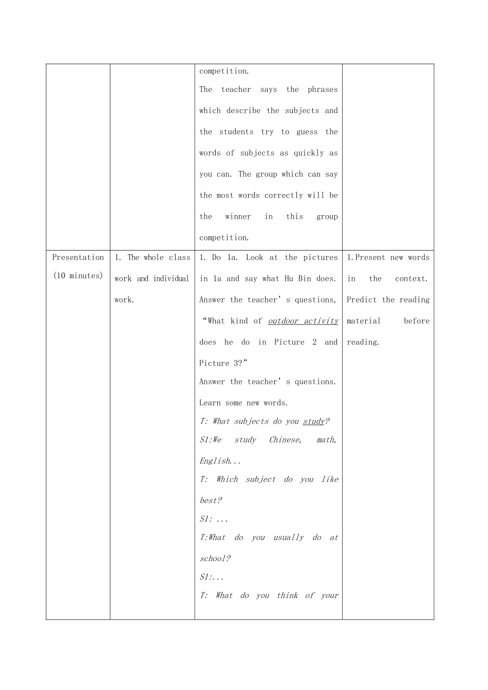 七年级英语下册 Unit 5 Our School Life Topic 3 My school life is very interesting Section C教案 （新版）仁爱版-（新版）仁爱版初中七年级下册英语教案_第3页