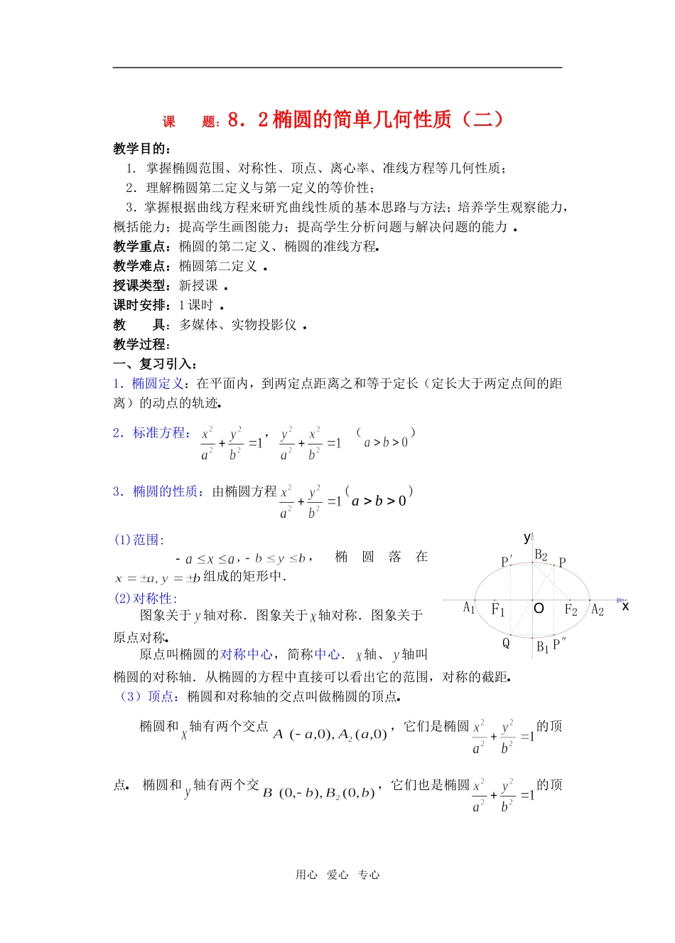 高三数学下8.2椭圆的简单几何性质2教案_第1页
