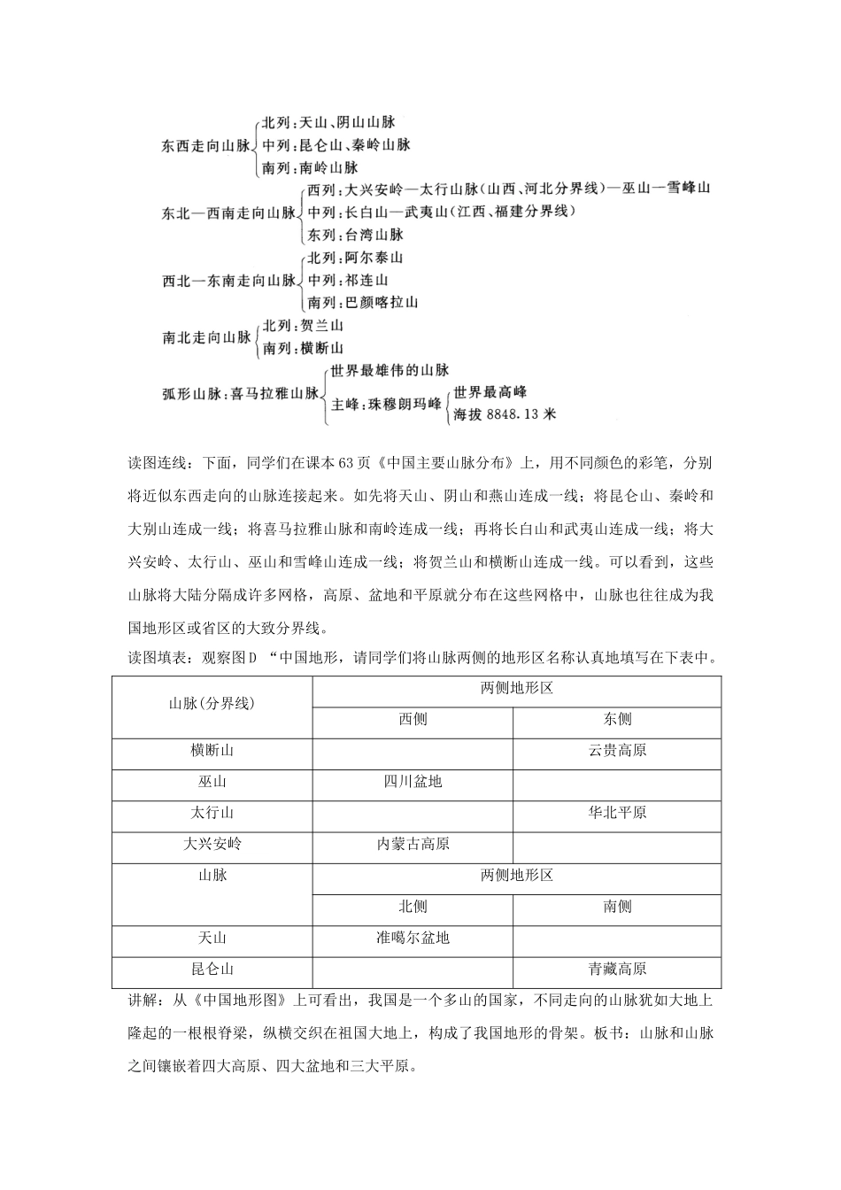广东省揭阳市揭东县埔田中学2012-2013学年七年级地理上册 第三章 复杂多样的自然环境 第一节 中国的地势与地形（第二课时）教案 中图版_第2页