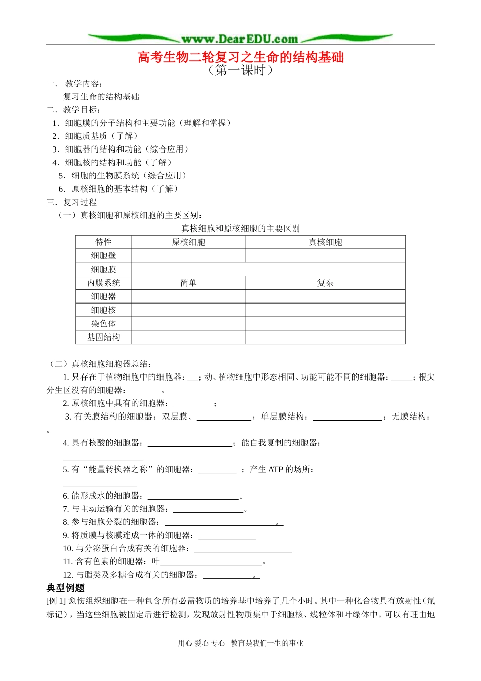 高考生物二轮复习之生命的结构基础_第1页