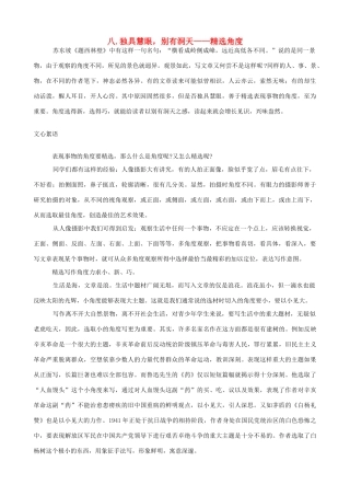 中考语文 《精选角度》作文指导教案