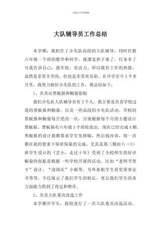 大队辅导员工作总结