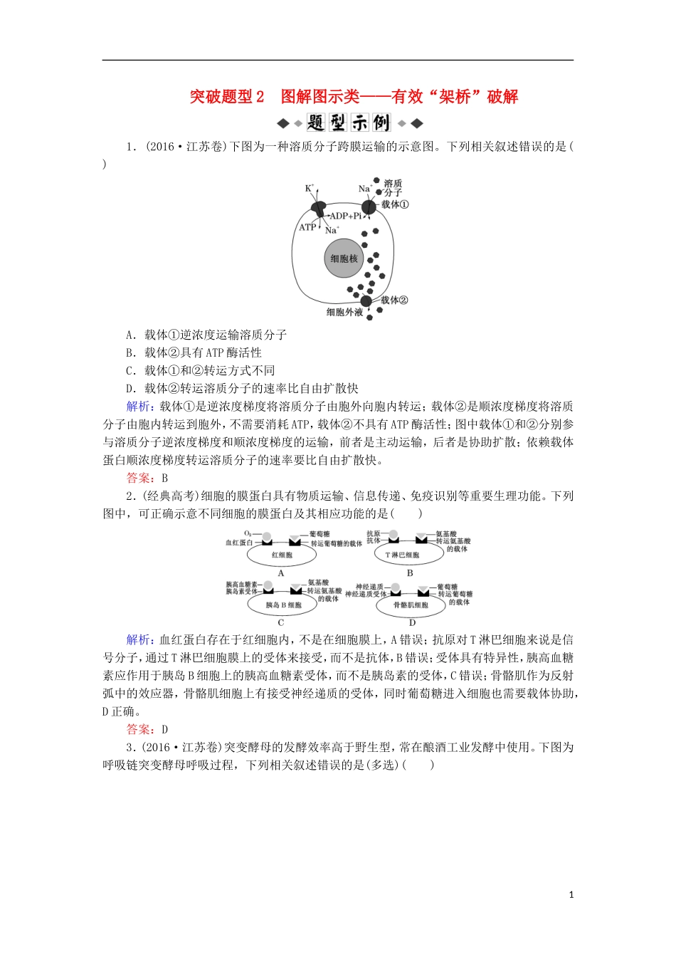 高考生物大二轮复习 第02部分 01 选择题专项突破 突破题型02 图解图示类——有效“架桥”破解学案-人教版高三全册生物学案_第1页