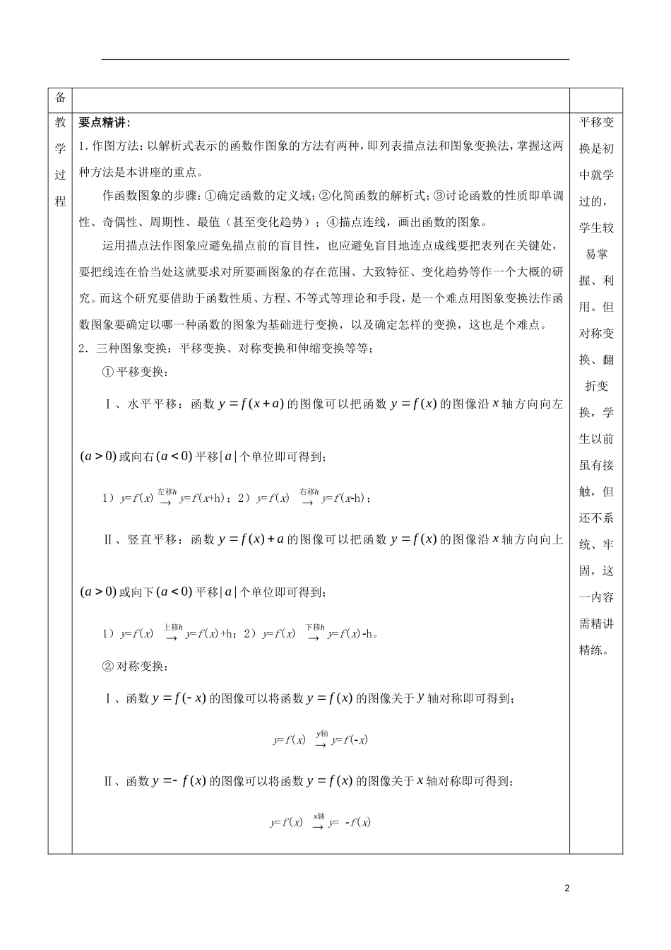 安徽省宿松县高三数学一轮复习 第5讲 函数的图像教案-人教版高三全册数学教案_第2页
