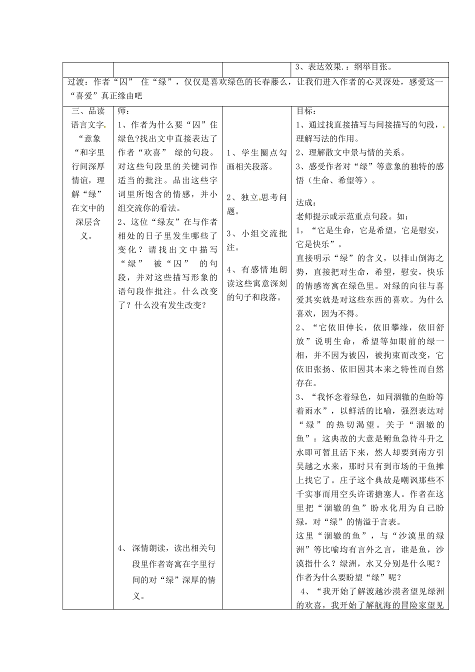 九年级语文上册 22《囚绿记》教案1 苏教版-苏教版初中九年级上册语文教案_第2页