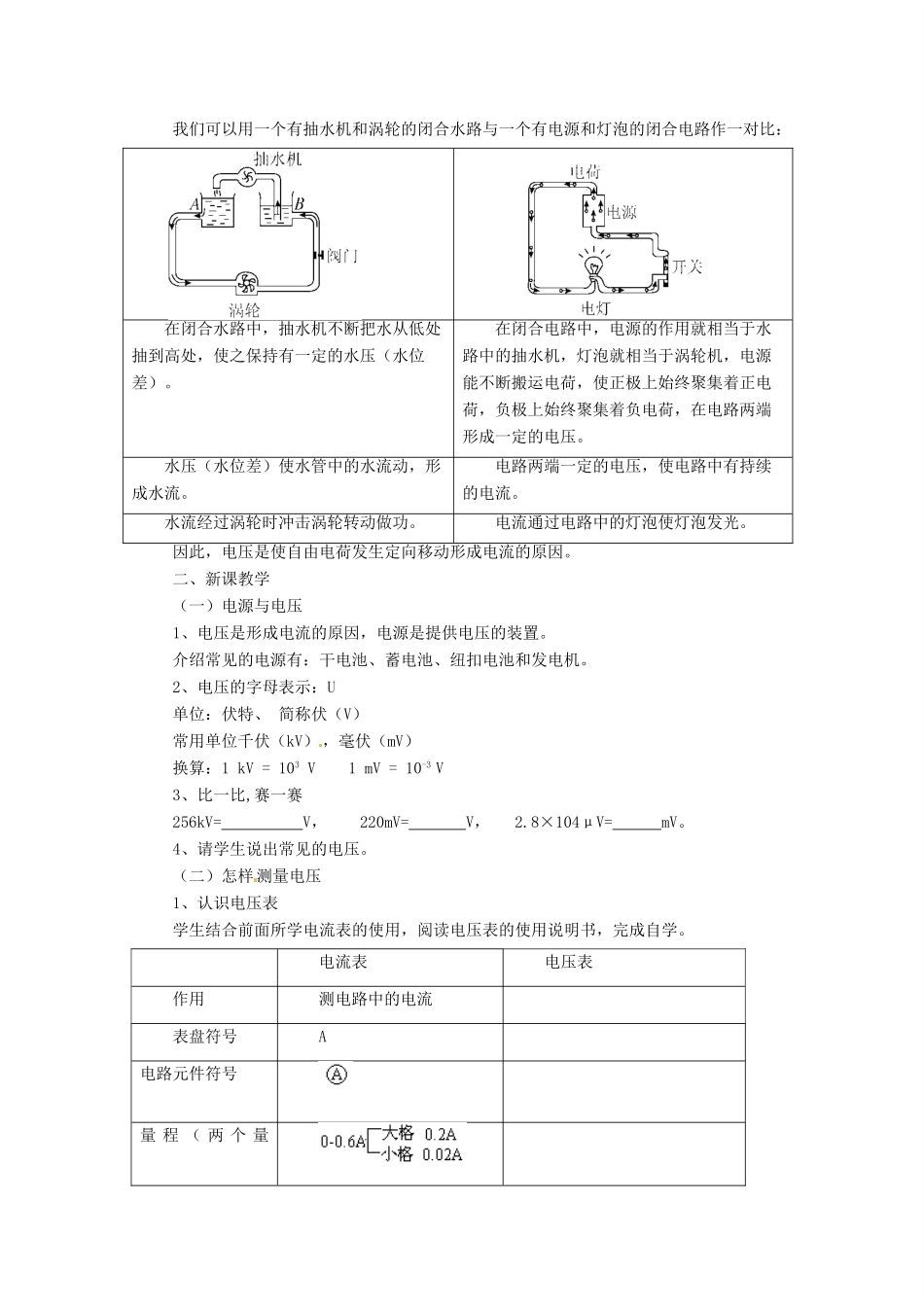 九年级物理全册 14.5测量电压教案 （新版）沪科版-（新版）沪科版初中九年级全册物理教案_第2页