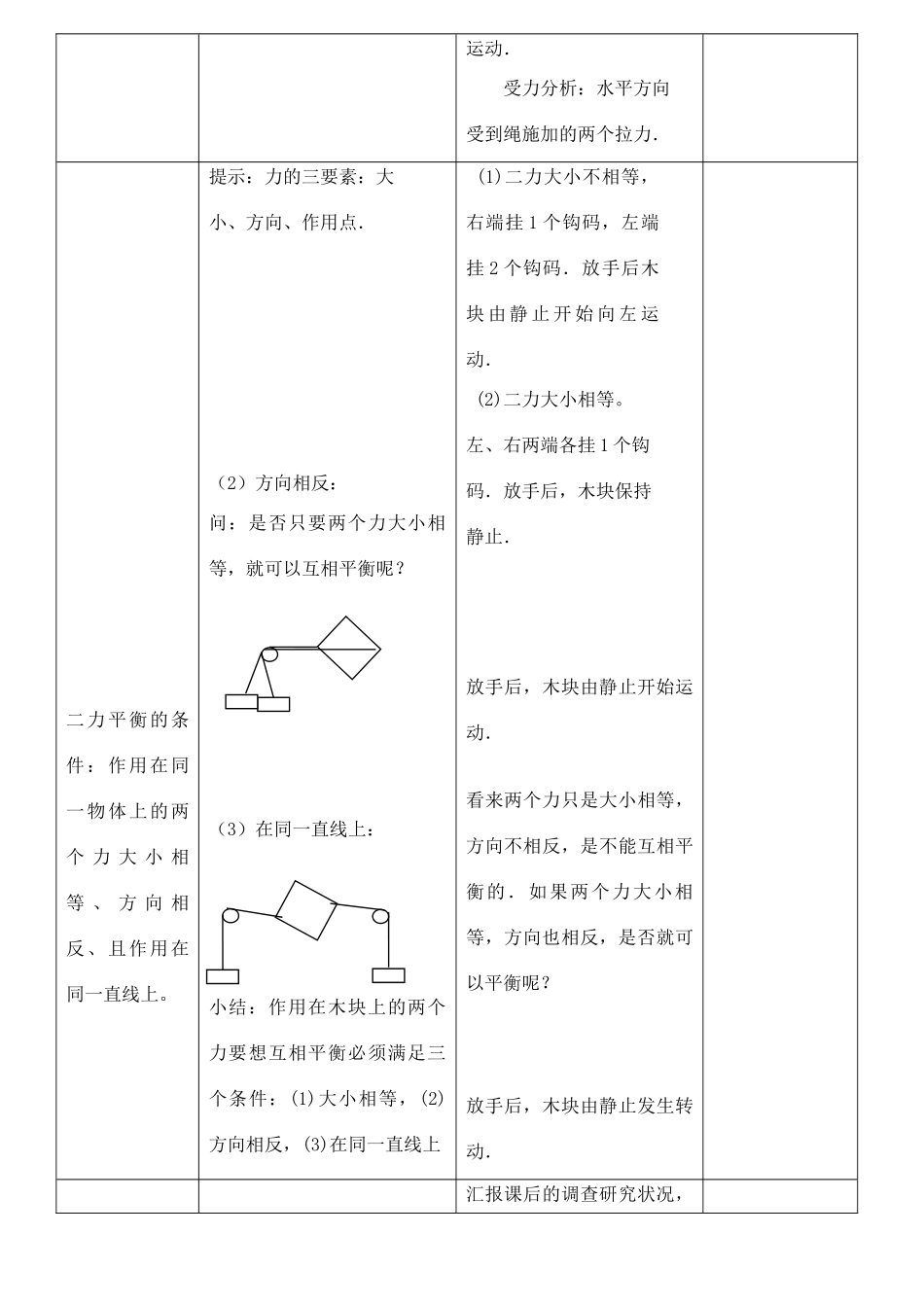2008新版八年级物理（下）第九章力与运动 教案_第3页
