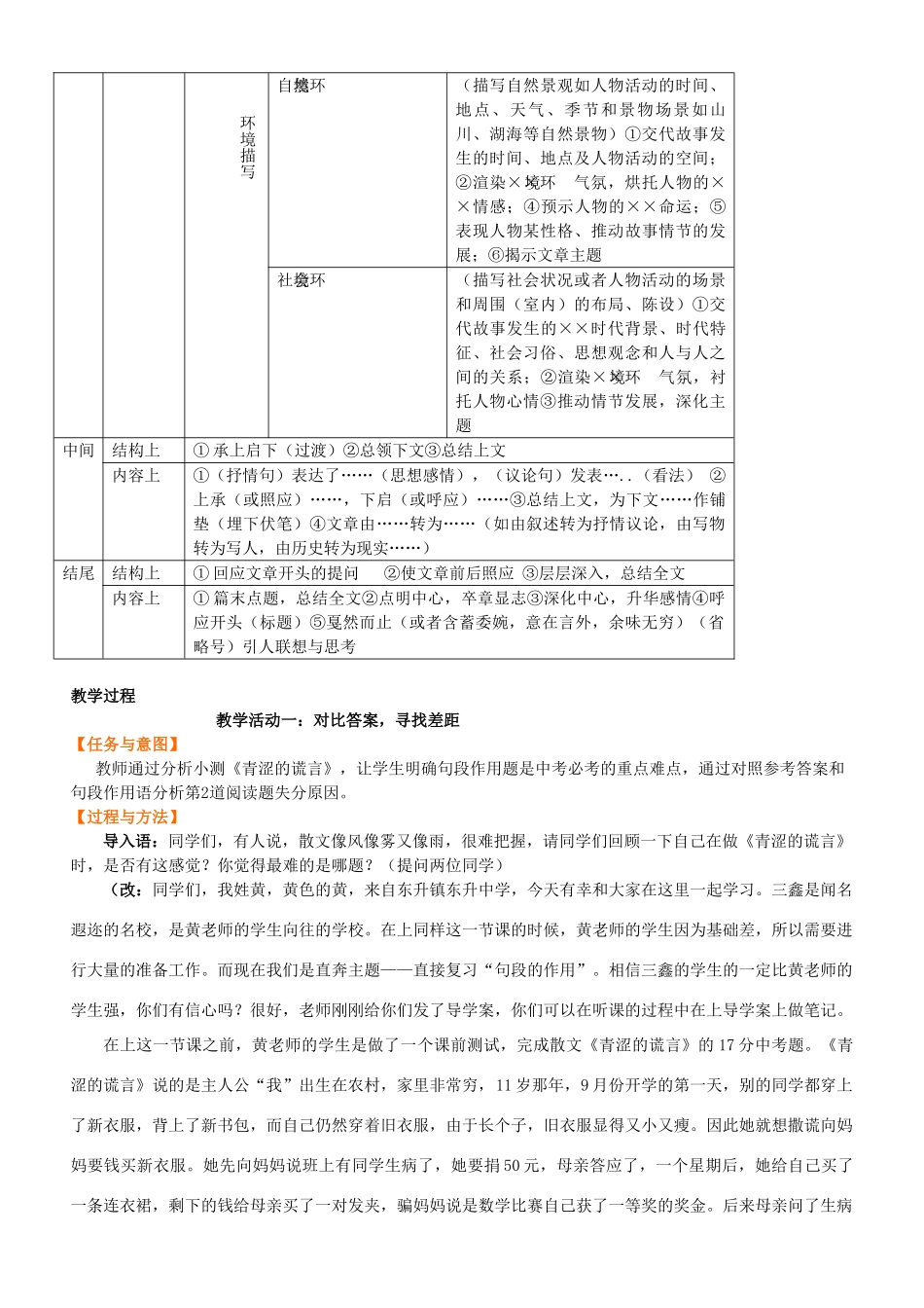 中考语文散文复习 句段的作用教学设计-人教版初中九年级全册语文教案_第3页
