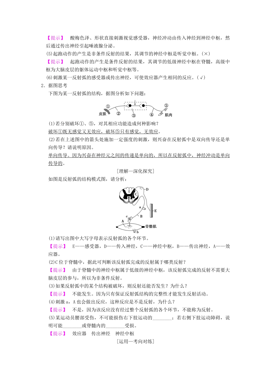 （全国版）高考生物一轮复习 第8单元 生命活动的调节 第2讲 通过神经系统的调节学案-人教版高三全册生物学案_第2页
