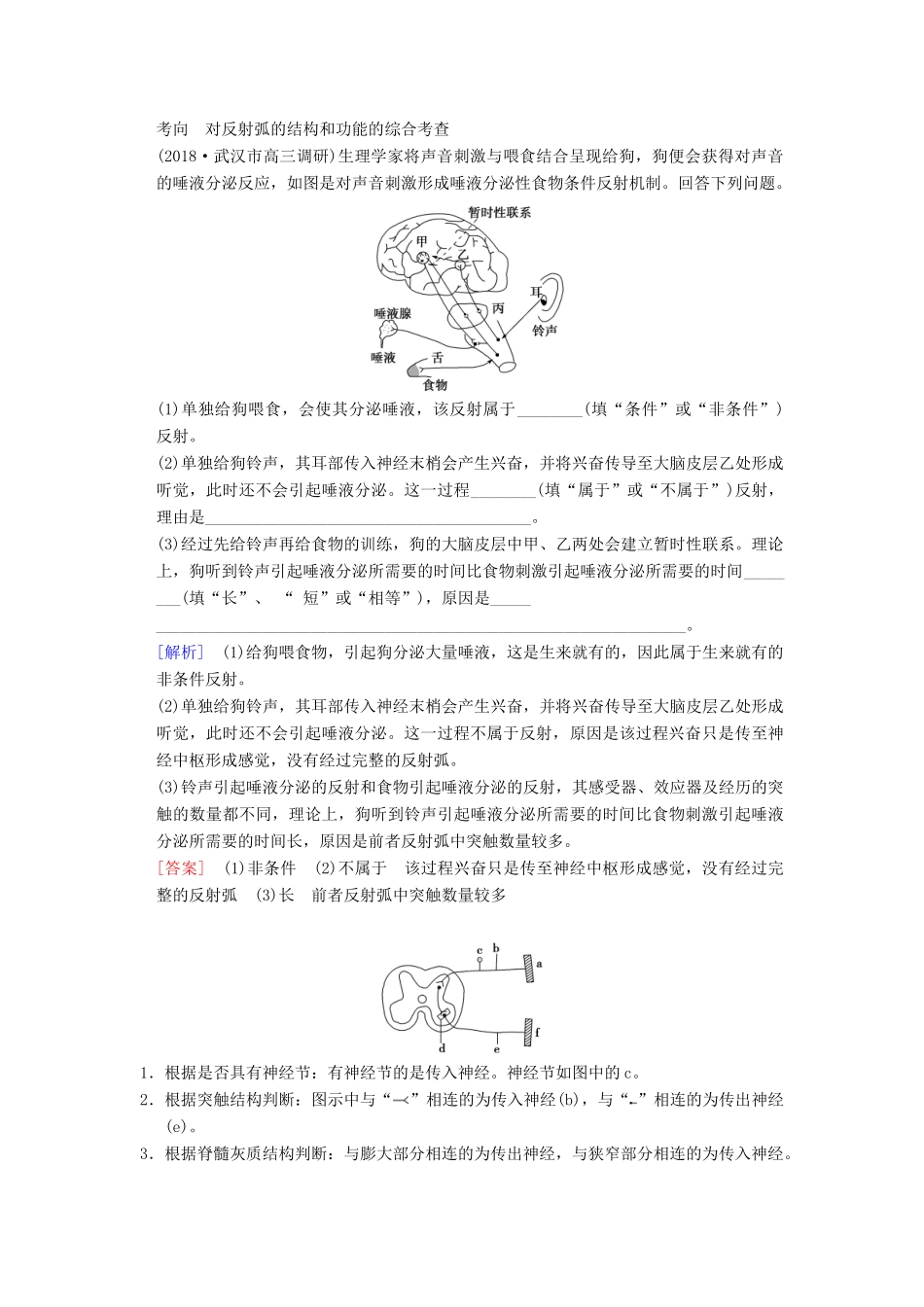 （全国版）高考生物一轮复习 第8单元 生命活动的调节 第2讲 通过神经系统的调节学案-人教版高三全册生物学案_第3页