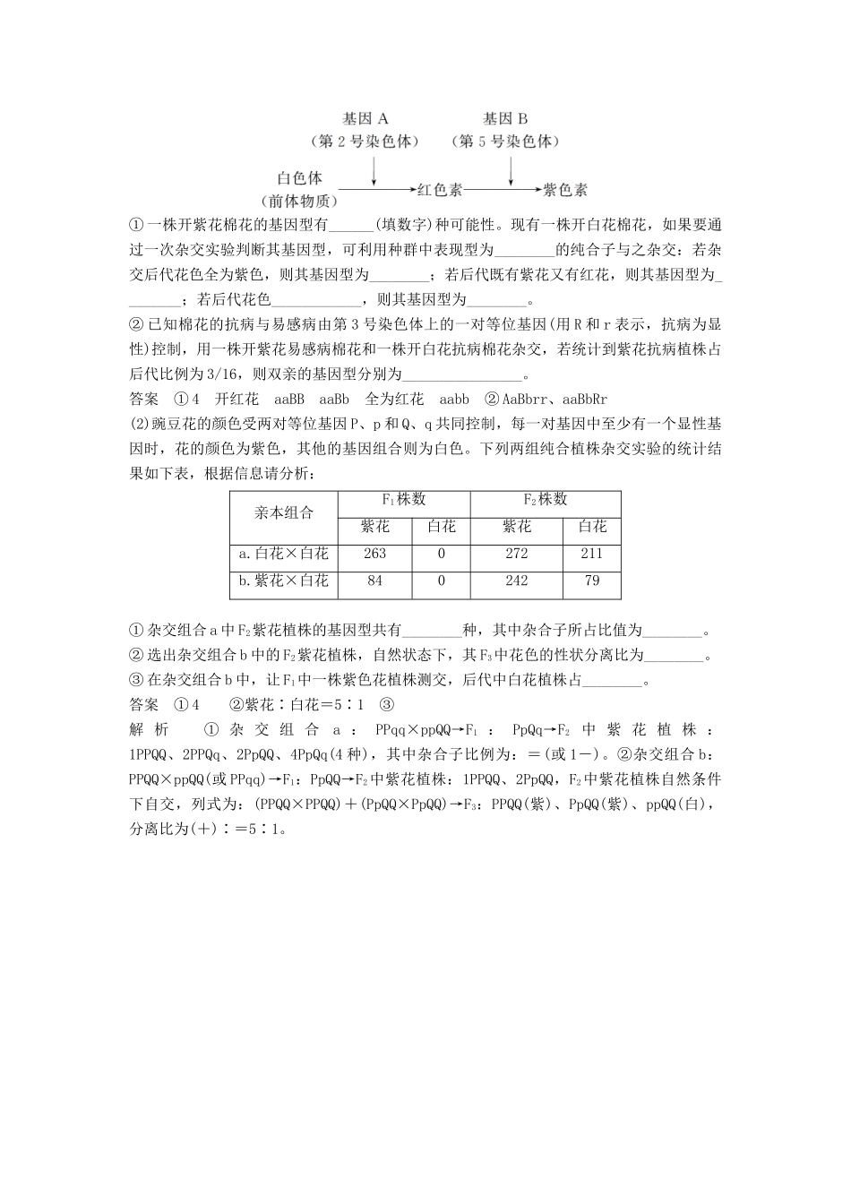（浙江选考）高三生物二轮专题复习 专题五 孟德尔定律、伴性遗传与人类健康 考点1 孟德尔定律学案 新人教版-新人教版高三全册生物学案_第3页