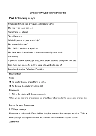 八年级英语Unit8 How was your school trip Self Check教案 新课标 人教版