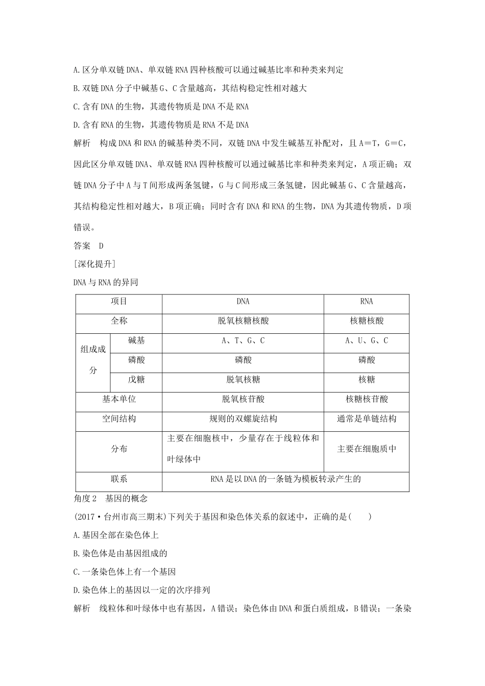 （浙江专版）高考生物一轮复习 第16讲 遗传信息的传递和表达学案-人教版高三全册生物学案_第2页