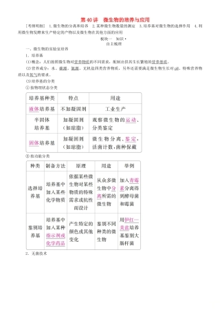 高考生物一轮复习 第40讲 微生物的培养与应用讲练结合学案-人教版高三全册生物学案