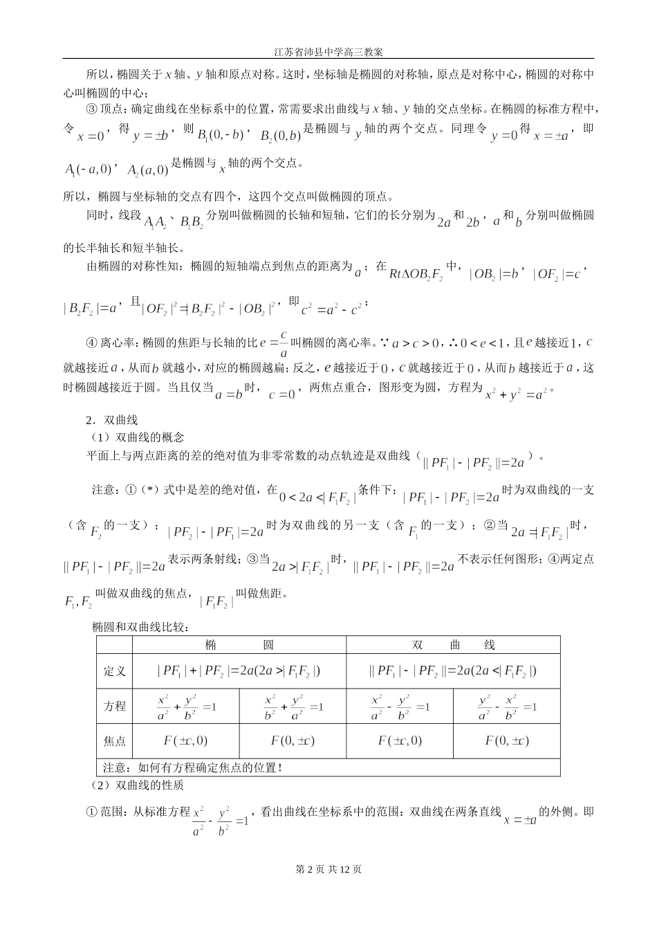第33讲 圆锥曲线方程及性质_第2页