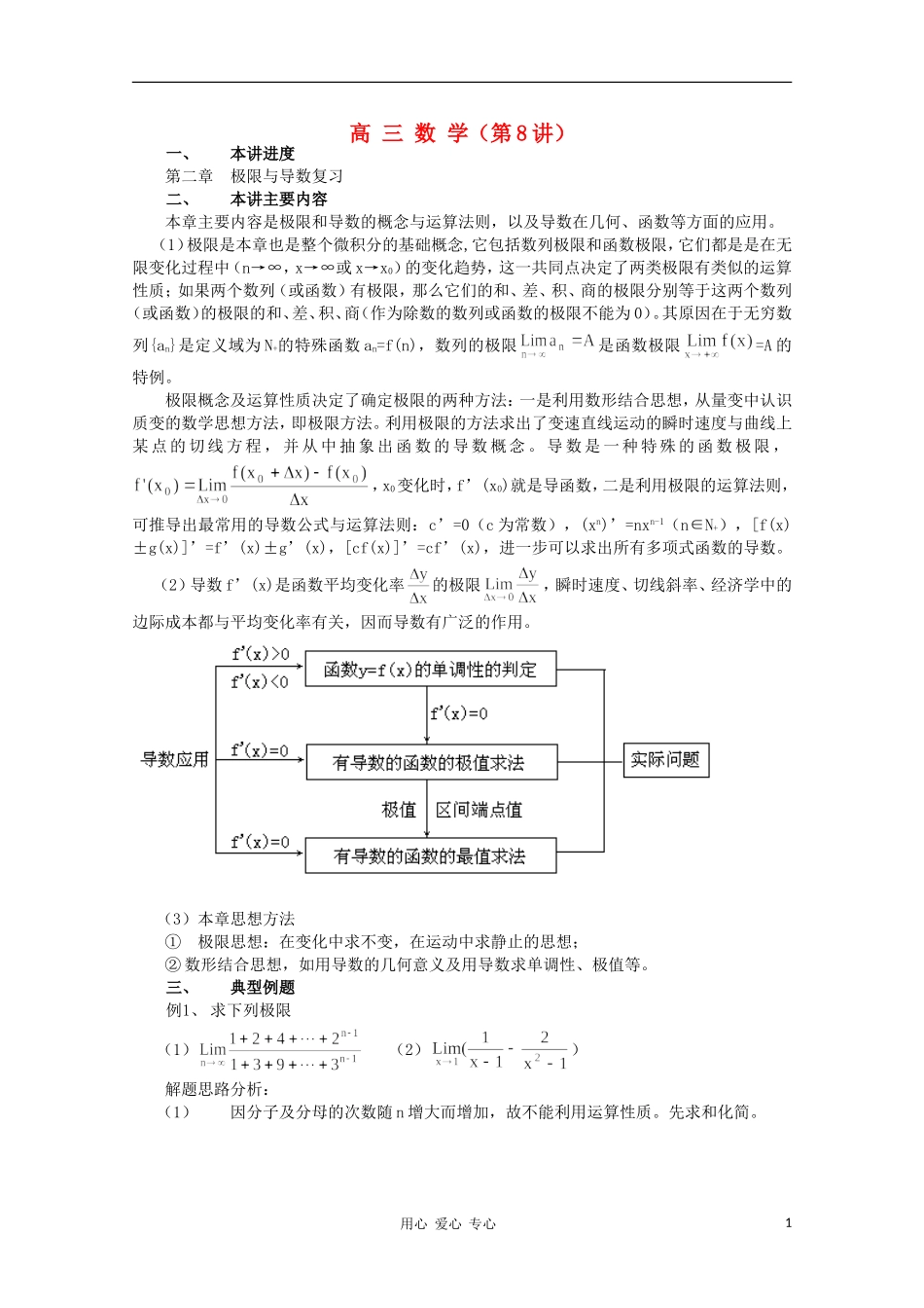 高三数学 极限与导数复习教案同步教案 新人教A版_第1页