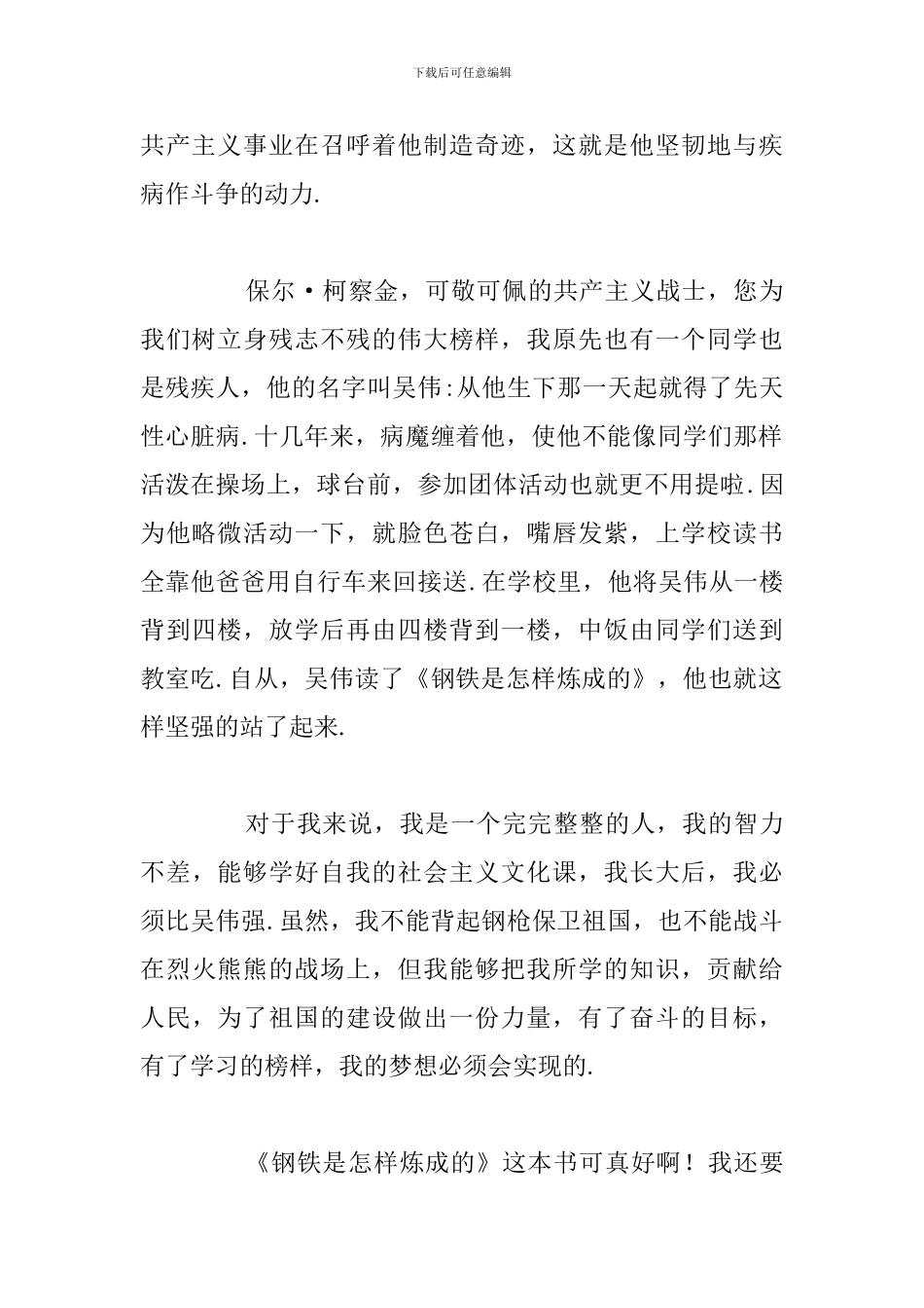 长篇小说《钢铁是怎样炼成的》读后感5篇_第2页
