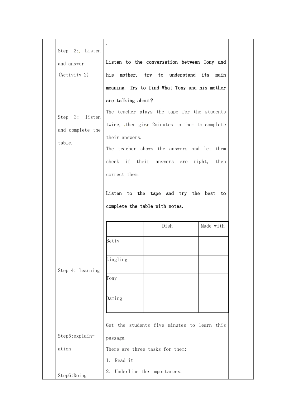 九年级英语下册 Module 7 Eating together Unit 1 What’s the school leavers’party教案 外研版_第2页