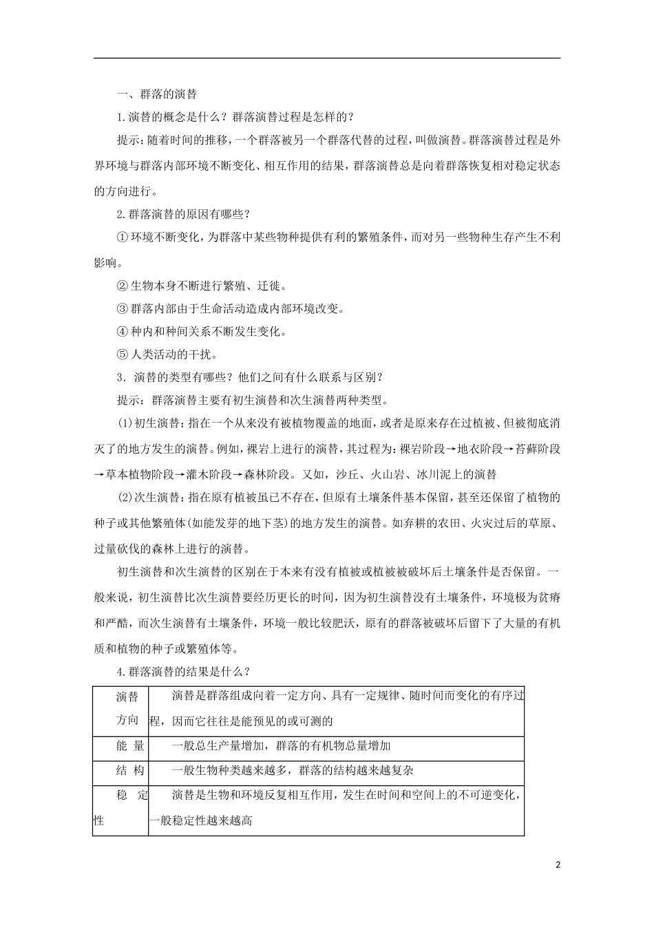 高中生物 5.5 群落的演替导学案 浙科版必修3_第2页